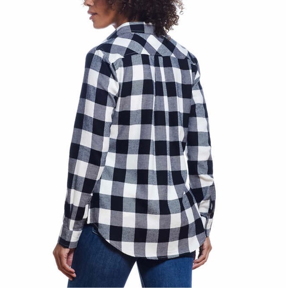 NWT Weatherproof soft lightweight black and white button down flannel shirt - Picture 2 of 4
